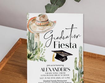 Graduation fiesta invitation template, editable mexican graduation invite, fiesta theme party, college graduation, class of 2025, P121
