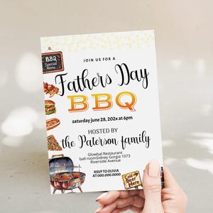 Father&#39;s day invitation template, father&#39;s day BBQ invite, editable backyard bbq party invite, fathers day barbeque party invitation, P250