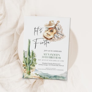 Lets fiesta birthday party invitation template, editable birthday invite, fiesta party invite, cactus invite, printable mexican invite, P118