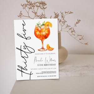 Editable birthday invitation template, aperol spritz cocktail party invitation, birthday invite, women birthday invitation, any age, P35
