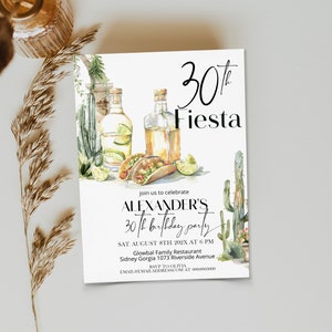 30th lets fiesta birthday invite template, tequila and tacos invite, adult party invite, mexican invitation, editable birthday invite, P121
