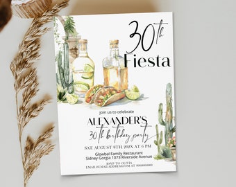 30th lets fiesta birthday invite template, tequila and tacos invite, adult party invite, mexican invitation, editable birthday invite, P121