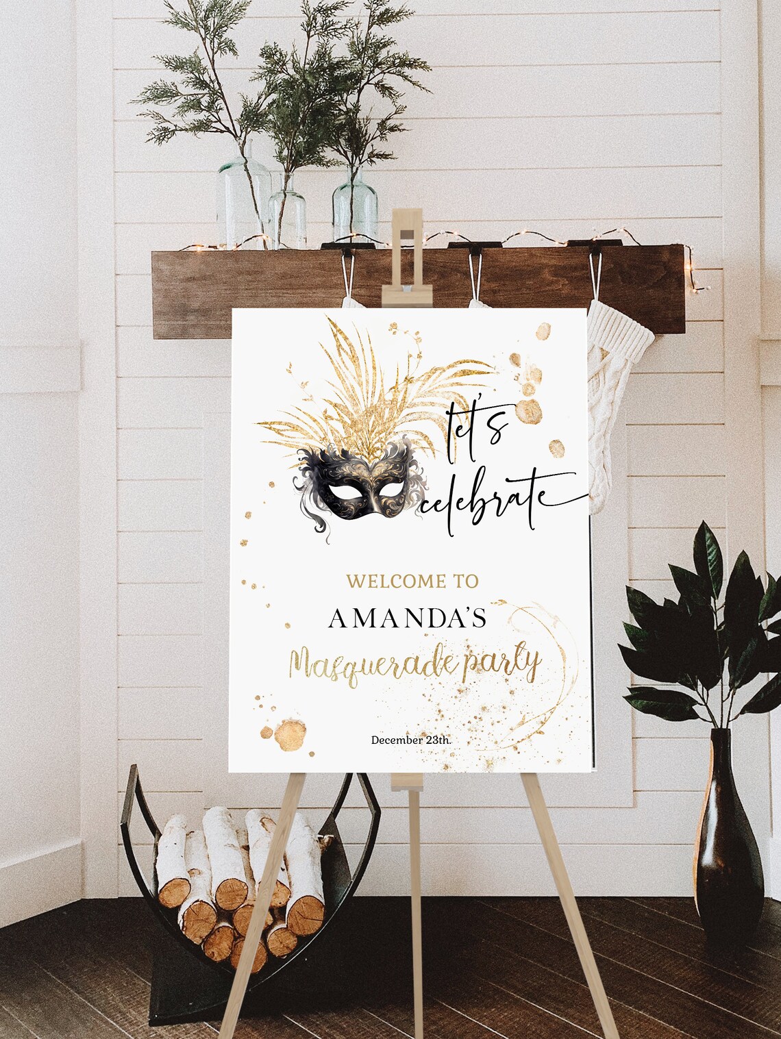 Masquerade Party Welcome Sign Template: Editable Birthday Poster ...
