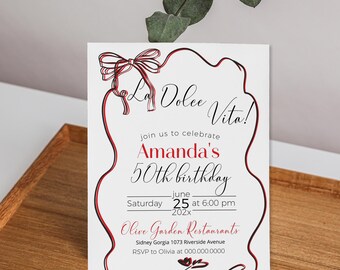 La Dolce Vita Birthday Party Invitation Template, Hand Drawn Whimsical Italian Theme Invite, Editable Corjl, P218