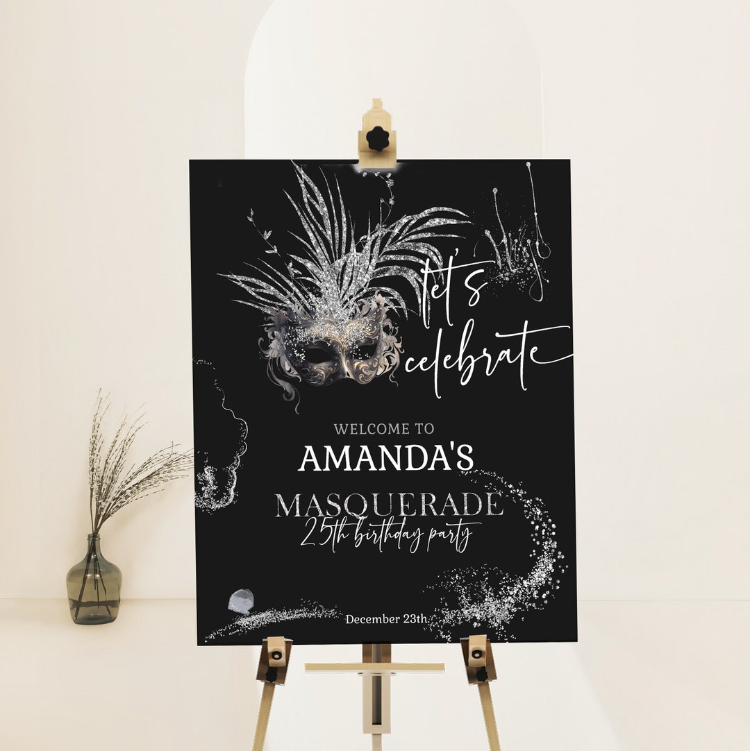 Masquerade Party Welcome Sign Template, Printable Masked Birthday ...