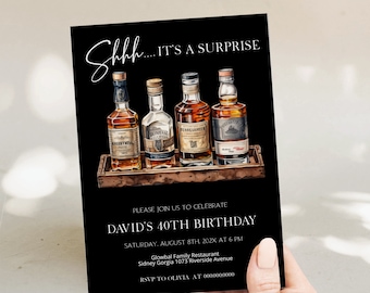Surprise birthday party invitation template, printable 40th birthday invitation, editable birthday invitation, men birthday, any age, P101