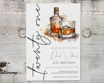 Editable Cocktail Birthday Invitation Template, Any Age (Digital Download)