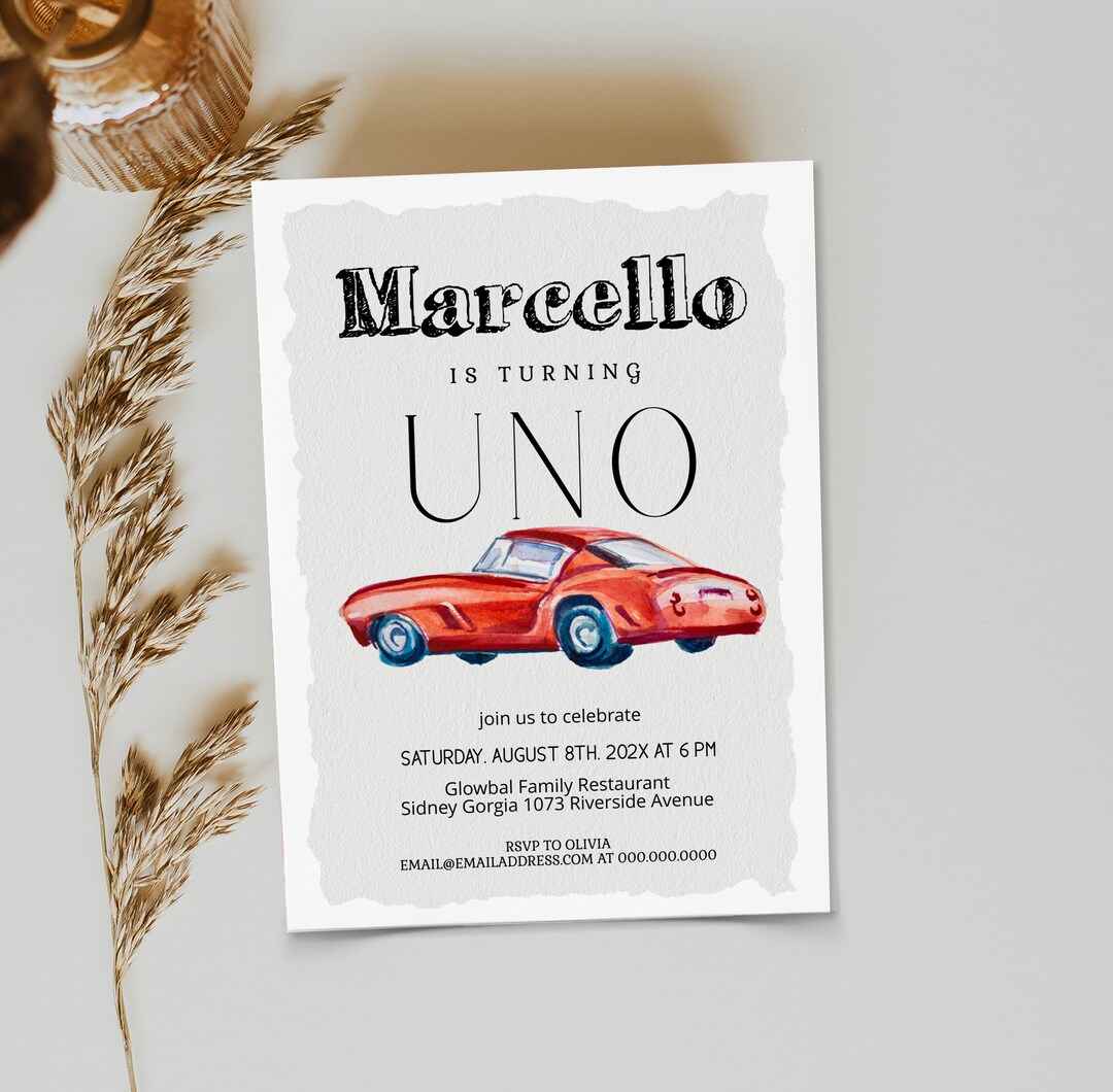 Uno Birthday Party Invitation Template, First Birthday Invite, Uno