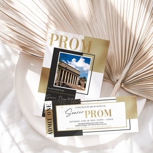 Prom invitation and ticket template, editable school ball invite, prom party ticket invite, school dance party, prom send off invite, P73