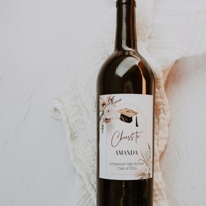 Graduation wine label template, graduate wine label, custom label, graduating wine label, grad wine label, personalized wine label, P94