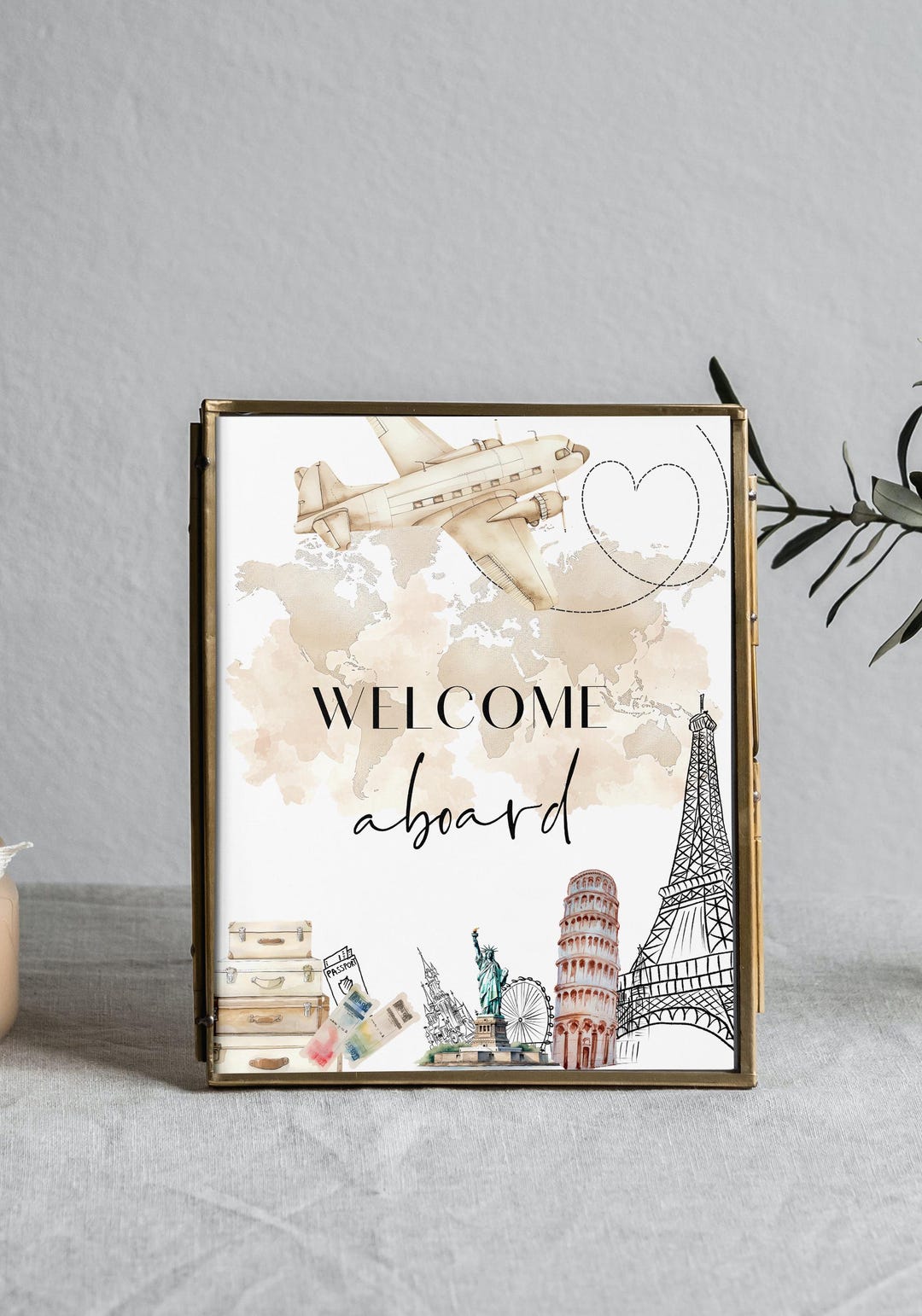 Welcome Aboard Editable Welcome Aboard Sign Template, Adventure Awaits Sign, Travel Theme Party ...