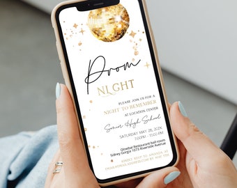 Electronic Prom Night Party Invite, Graduation Evite, Disco Prom Phone Invite, Editable Template Digital Download, P47