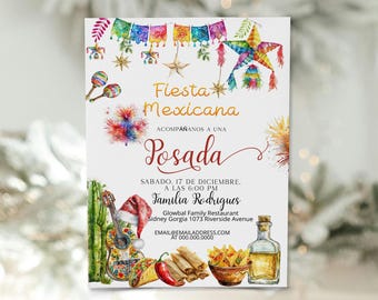 Fiesta Posada Invitation: Editable Spanish Christmas Party (Digital Download)