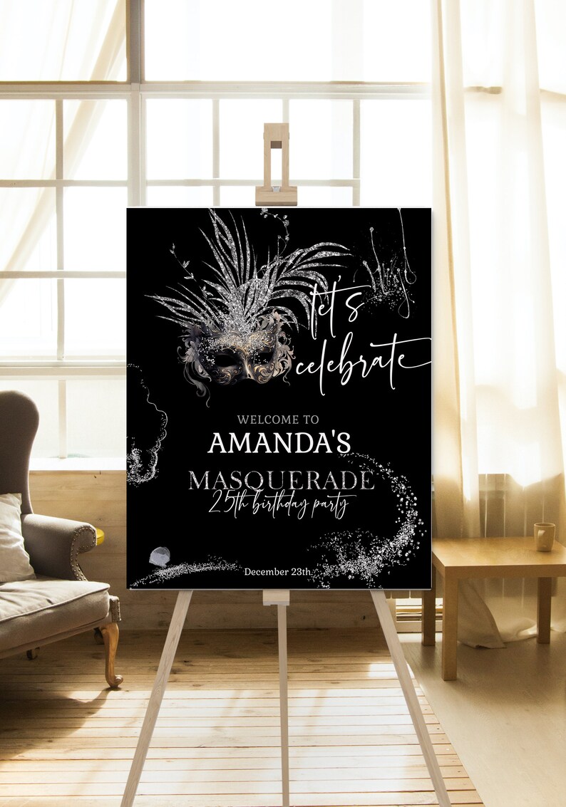 Masquerade Birthday Welcome Sign Template (digital Download) - Etsy