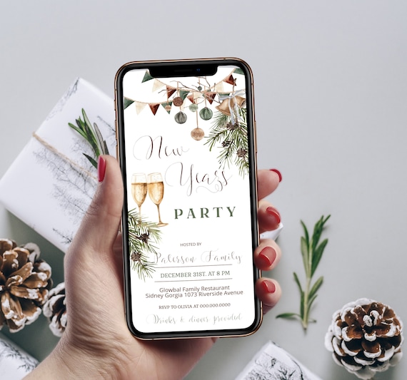New Year's Party Invitation Template: Editable Celebration Evite (Digital)