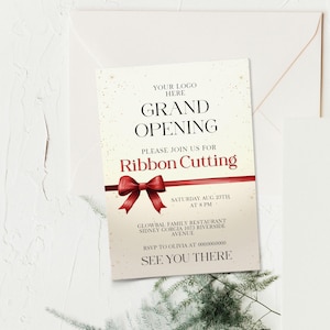 Grand opening invitation, ribbon cutting celebration, grand opening party invite template, editable business invite, grand opening, P295