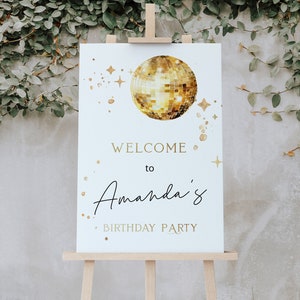 Disco birthday party welcome sign, disco party welcome sign, editable welcome sign template, party welcome sign, printable party sign, P47