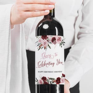 Cheers to birthday wine label template, anniversary wine label, personalized wine bottle label, custom birthday wine label, any age, P1