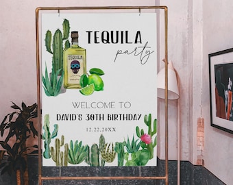Tequila Birthday Welcome Sign: 30th Fiesta Theme (Printable Template)