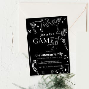 Game night party invitation template, editable games party invite, board games, friends family game night party invite, hand drawn, P226