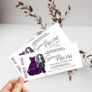 Senior prom party ticket template,  prom send off ticket, editable prom night tickets, prom party ticket, high school dance tickets, P60