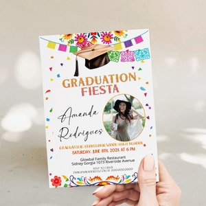 Graduation fiesta photo invitation, graduation mexican invitation template, fiesta graduation invite, editable college graduation invite P11