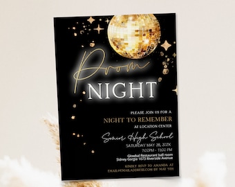 Prom night invites, prom party invite, editable school ball invite, school dance, prom party invitation template, prom send off invite, P47