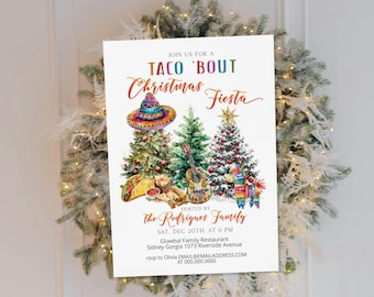 Taco 'bout Christmas Fiesta Invitation: Editable Mexican Holiday Invite (Digital Download) P193