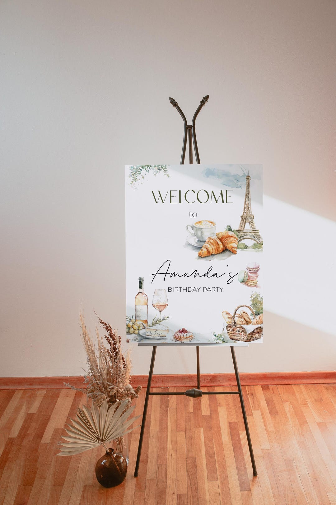 French Themed Welcome Sign Template, Paris Theme Birthday Party, Wine ...
