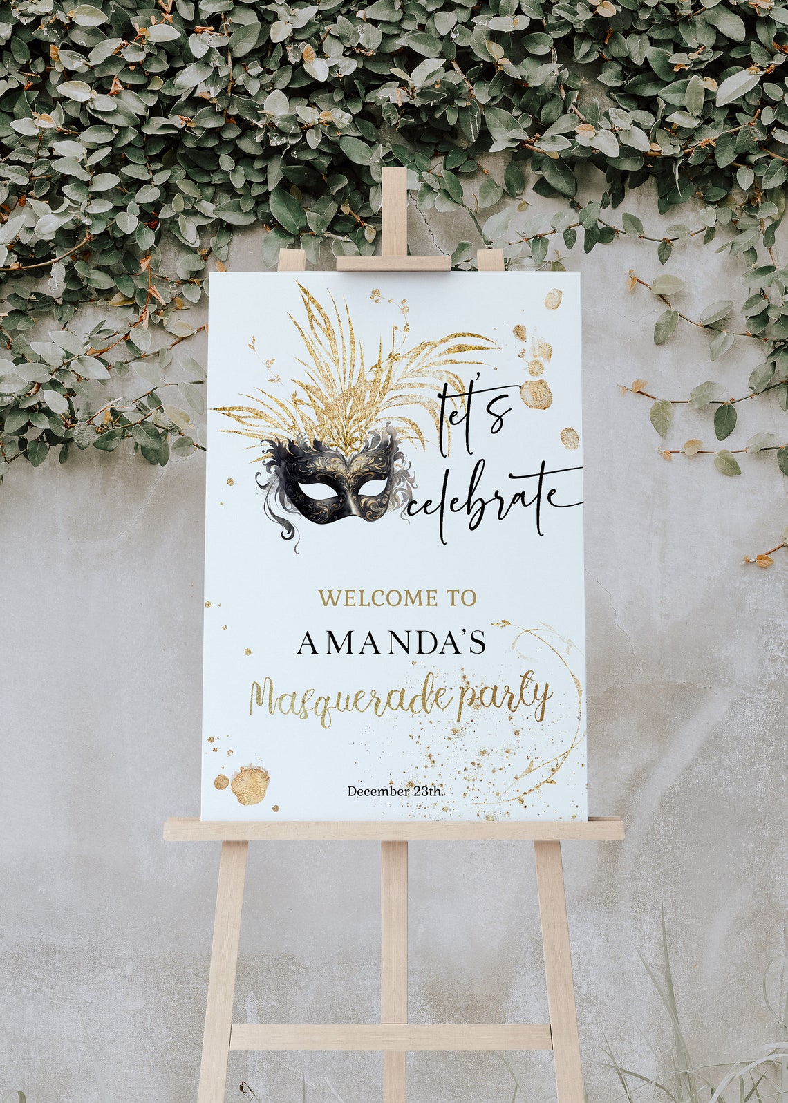 Masquerade Party Welcome Sign Template: Editable Birthday Poster ...