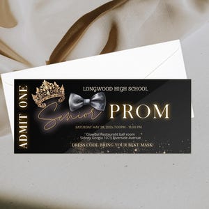 Senior prom party ticket template, editable prom night tickets, prom party ticket, high school dance tickets, prom send off ticket, P60
