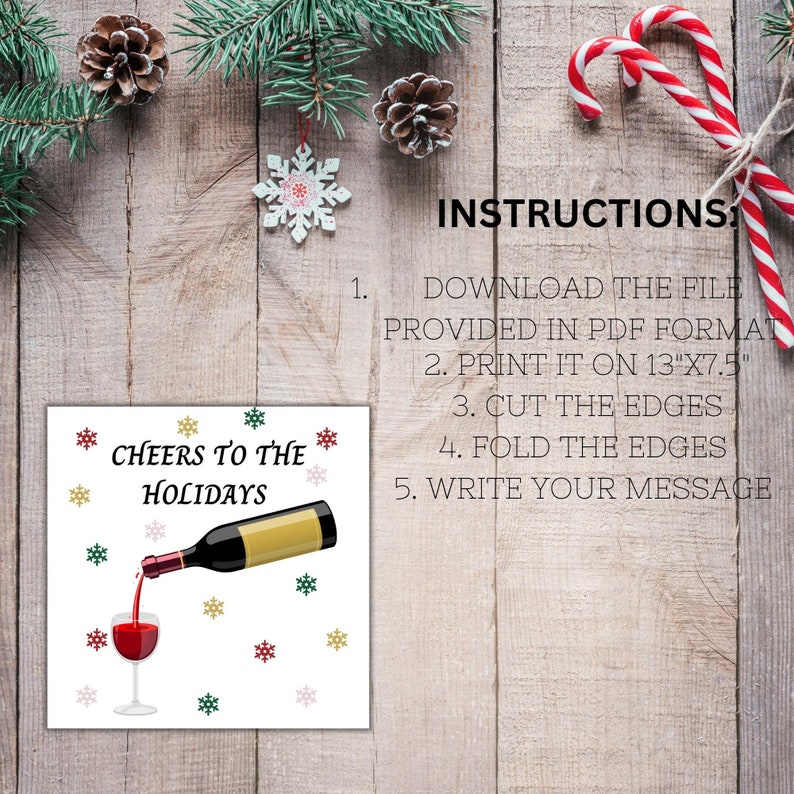 Cheers to the Holidays Printable Christmas Gift Card Alcohol Friend