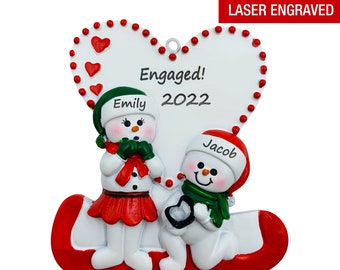 Our First Christmas Engaged Ornament, Engagement Ornaments Personalized, She said Yes, Proposal Gift