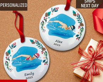 Swimmer Christmas Ornament, Swim Team Gift