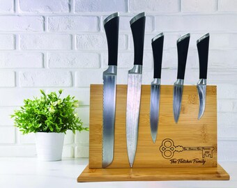 Engraved Bamboo Knife Holder Personalized Realtor Closing Gift