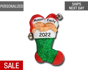 Twins Baby Ornament, Baby's First Christmas Ornament 2024 Personalized,