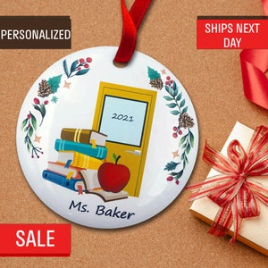 Teacher Ornament, Best Teacher Christmas Ornament Personalized, School Principal, Counselor, School Ornament, Best Teacher Gift