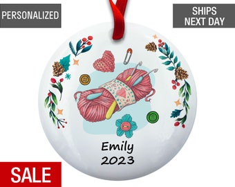 Crochet Ornament Personalized Christmas Crafter Needles and Yarn Balls Gift Holiday Decoration
