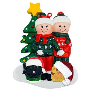 Couple Christmas Ornament, Couples with Pet Cat and Dog Personalized Ornaments image 2