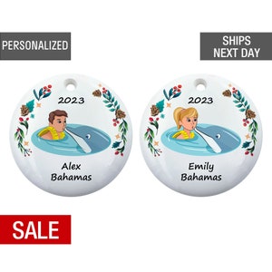 Swim With Dolphins Christmas Ornament  Personalized 2023, Ocean Vacation Ornament, Swimming With Dolphins Gift
