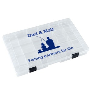 Personalized Fishing Tackle Box for Him, Father&#39;s Day Gifts, Fisherman Gifts, Transparent Storage Organizer Box, Grandpa, Father, Son