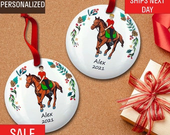 Horseback Riding Boy Personalized Christmas Ornament