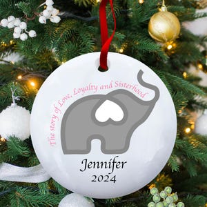 Sisterhood Elephant Ornament Personalized - Friendship Elephant Ornaments, Thank You for Being in My Circle, Sisterhood Gifts for Women
