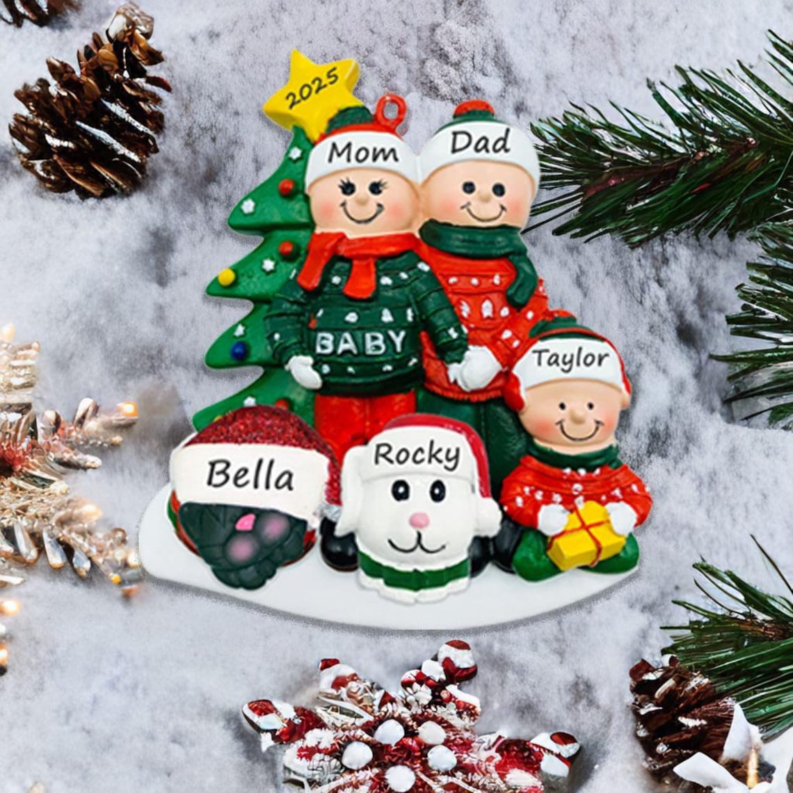 Expecting Family of 3 With Dog and Cat – Personalized Christmas ...