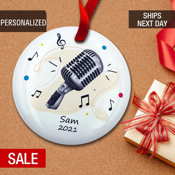 Singer, Singing, Microphone, Music Personalized Christmas Tree Holiday Decor Ornament, Karaoke