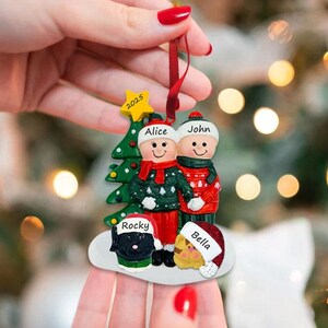 Couple Christmas Ornament, Couples with Pet Cat and Dog Personalized Ornaments image 4