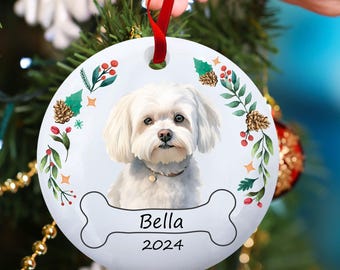 Maltese Dog Ornament – Personalized Christmas Decoration for Home Décor