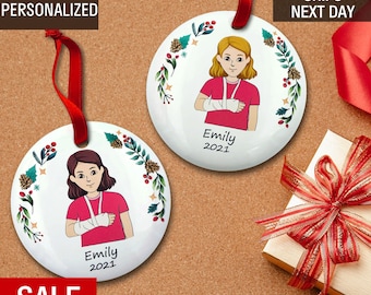 Broken Arm Cast Ornament Personalized Girl Christmas Keepsake