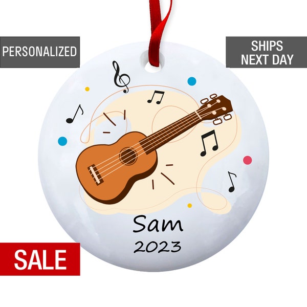 Ukulele Christmas Tree Ornament, Musical Instrument Personalized Ornament