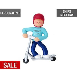 Riding Scooter Christmas Ornament Personalized , Kids Scooter Ornament